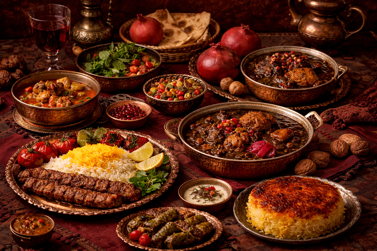 میز غذاهای ایرانی کامل